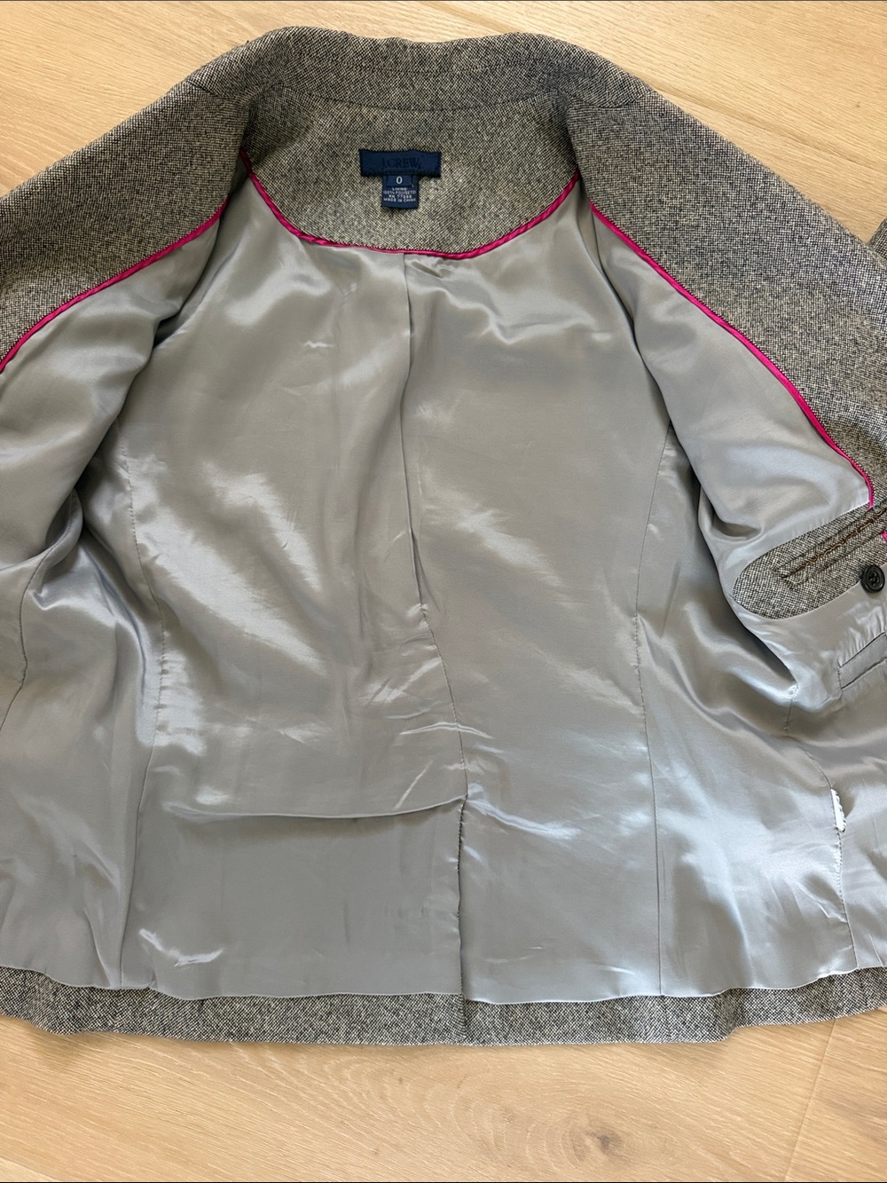 J.Crew Gray Wool Herringbone Blazer | Size 0 - Picture 5 of 6